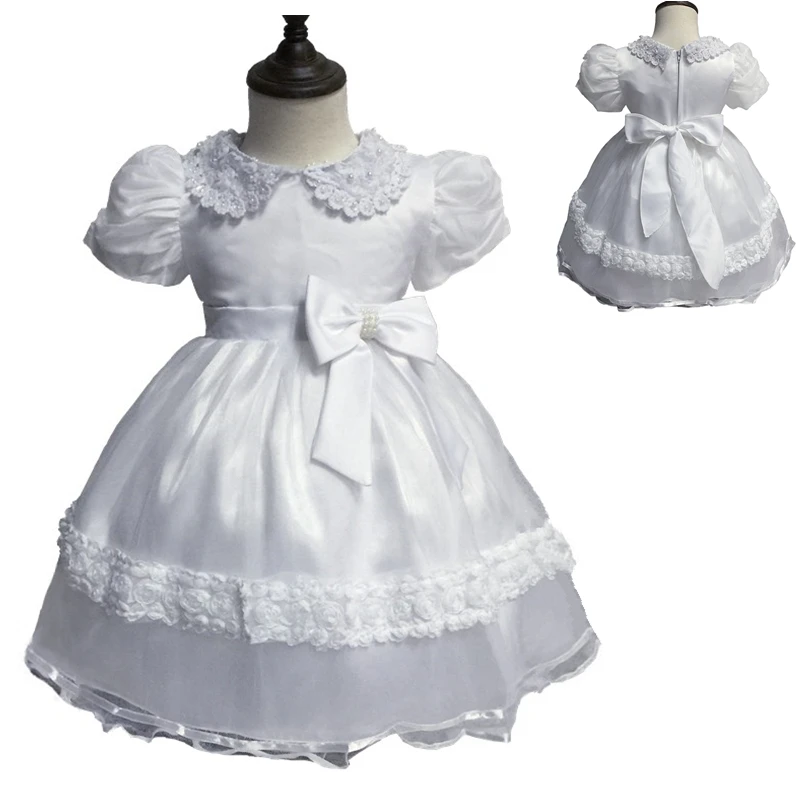 Платья для маленьких девочек белые платья причастия Короткие Официальные до