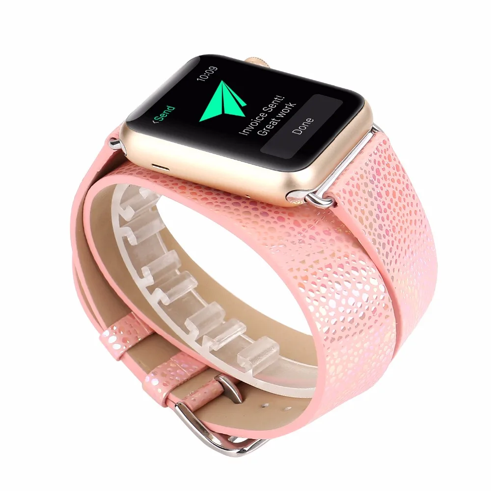 Ремешок из натуральной кожи для Apple iWatch Double Tour 38 42 мм|Ремешки часов| |