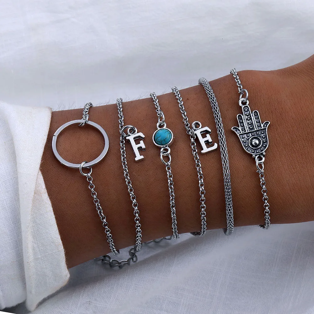 2019 набор многослойных браслетов с шармами в богемном стиле винтажные браслеты