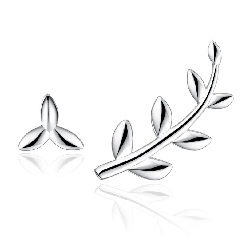 

925 Sterling Silver Tree Leaves Style Stud Earrings For Women Gift Sterling-silver-jewelry Brincos boucle d'oreille VES6236