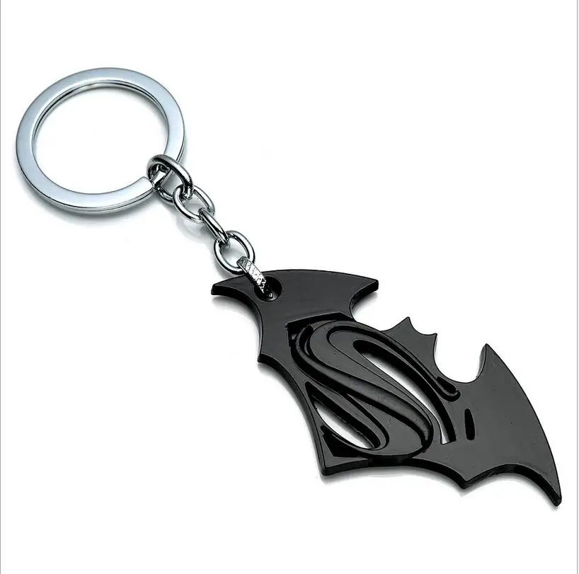 Black DC Comics мститель Фильм Супермен брелок с Бэтменом брелок Porte clef брелок подарок для мужчин и женщин Сувенирный брелок для ключей - Цвет: Black