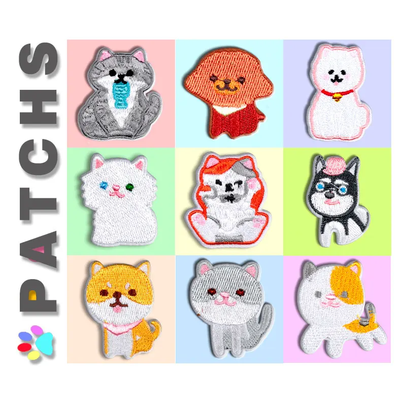 Собака Кошка Вышивка Железо на заплатках для одежды кепки Скрапбукинг