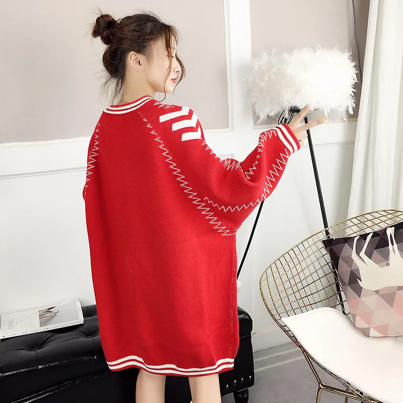 Medium Long Women Knitted Cardigan Autumn New Loose Large Size Sweater Coat 2019 Spring Casual Female Knitwear Tops Jacket FC106 |