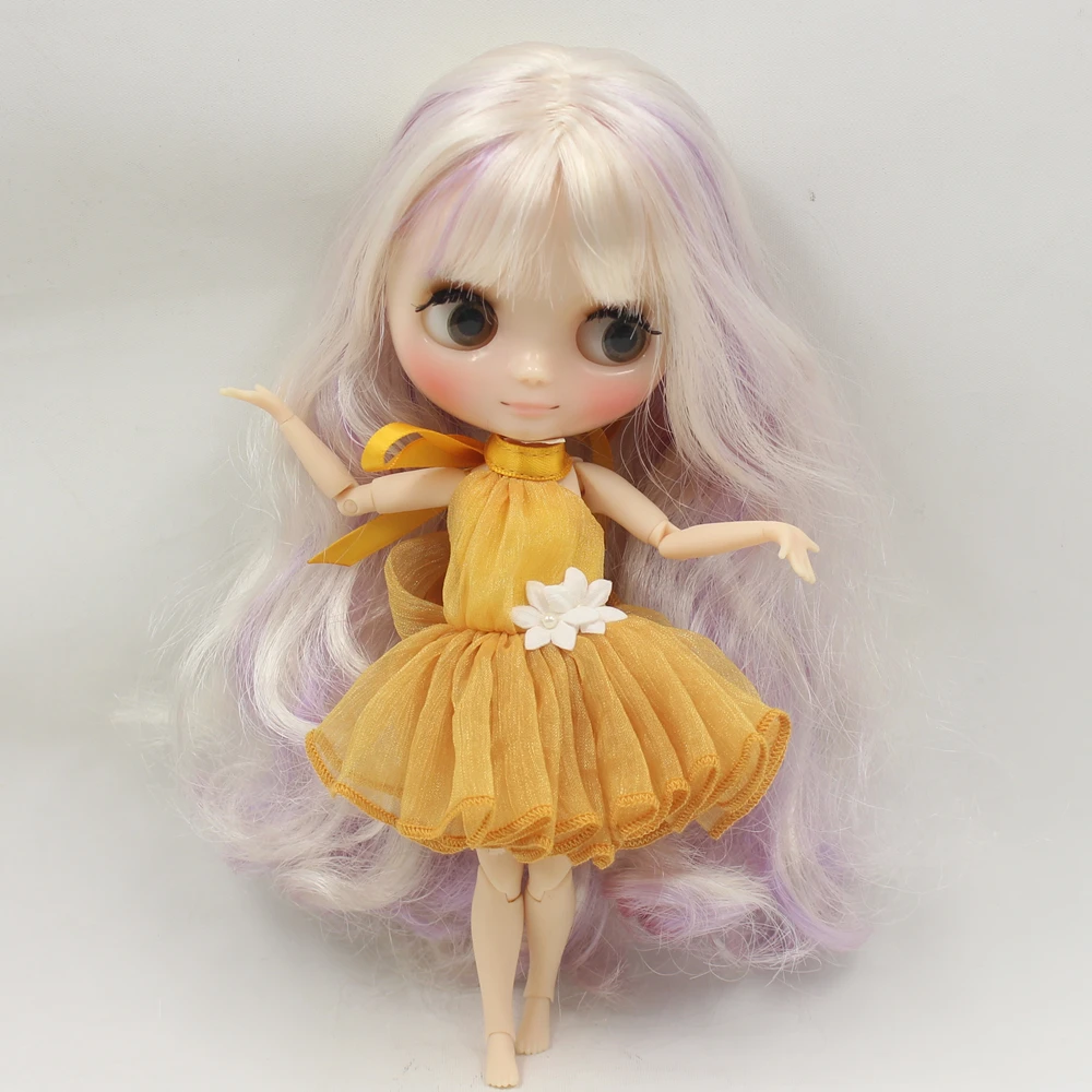 Middle 1/8 Blyth Doll Transparent skin glossy face joint body with bangs gray eyes Free shipping | Игрушки и хобби