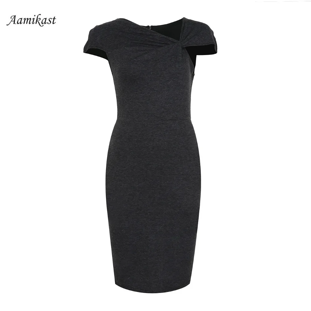 Женское платье карандаш с коротким рукавом и треугольным вырезом размеры S M L XL XXL