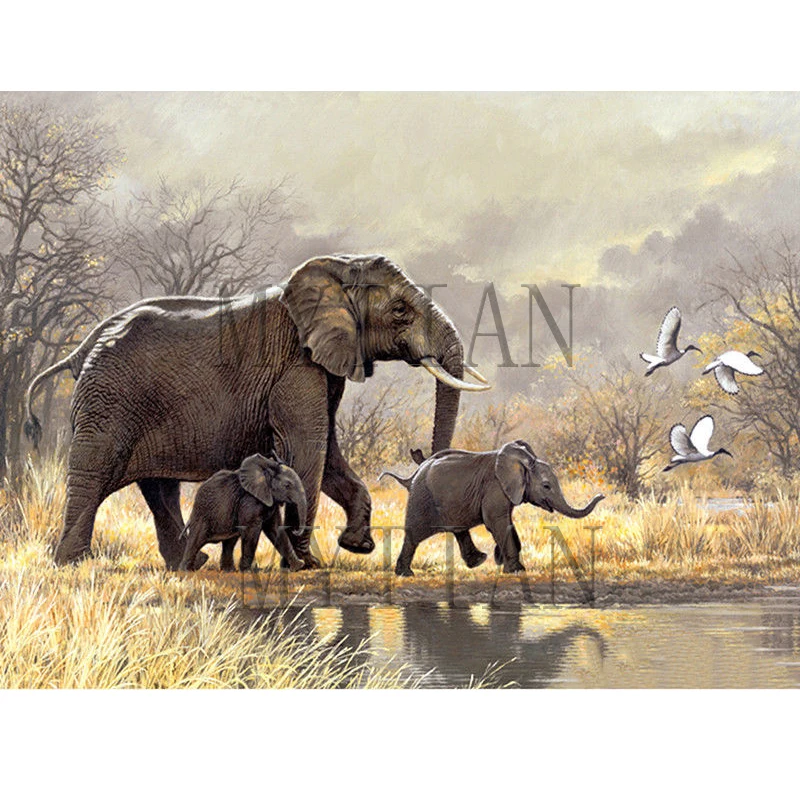 Полноразмерная 5D алмазная живопись сделай сам слон животное 3D Алмазная