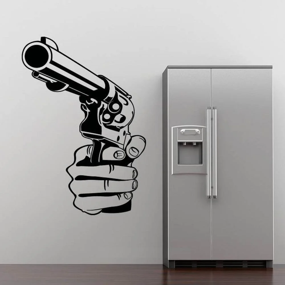 

Free shipping Gun Shooting Wall Art Sticker Decal DIY Home Decoration Decor Wall Mural Removable Bedroom Sticker 55X80cm