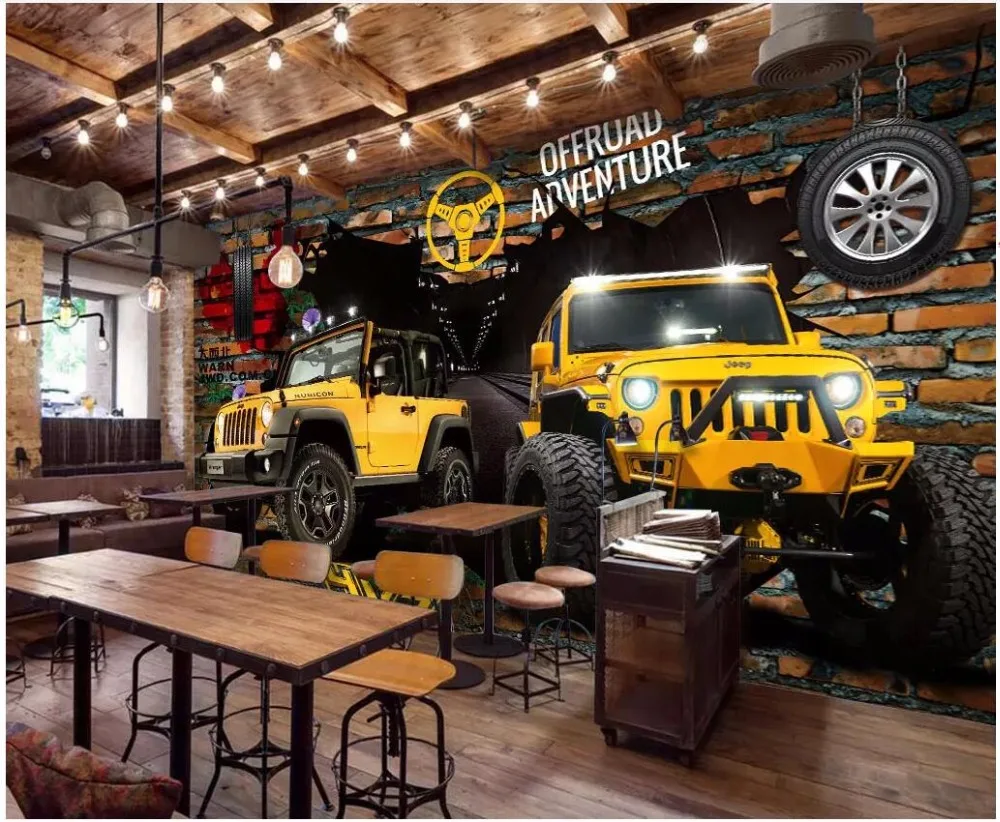 

Custom photo 3d room wallpaper picture Car breaks out of the wall home decoration 3d wall murals wallpaper for walls 3 d