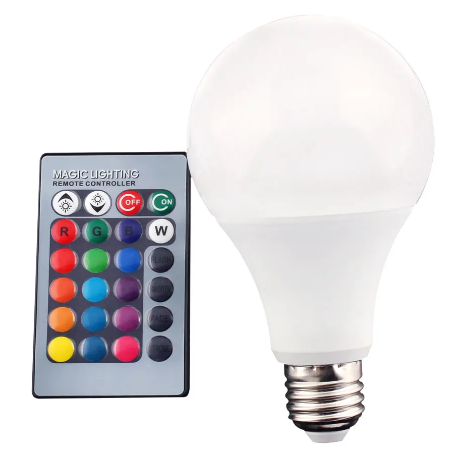 

E27 Led Lamp Bulb Light RGB White Leds E27 Lamp Bulb 3W 5W 10W 15W 220V RGB Led Smart Home Bulb Lamp + 24key IR Remote Control