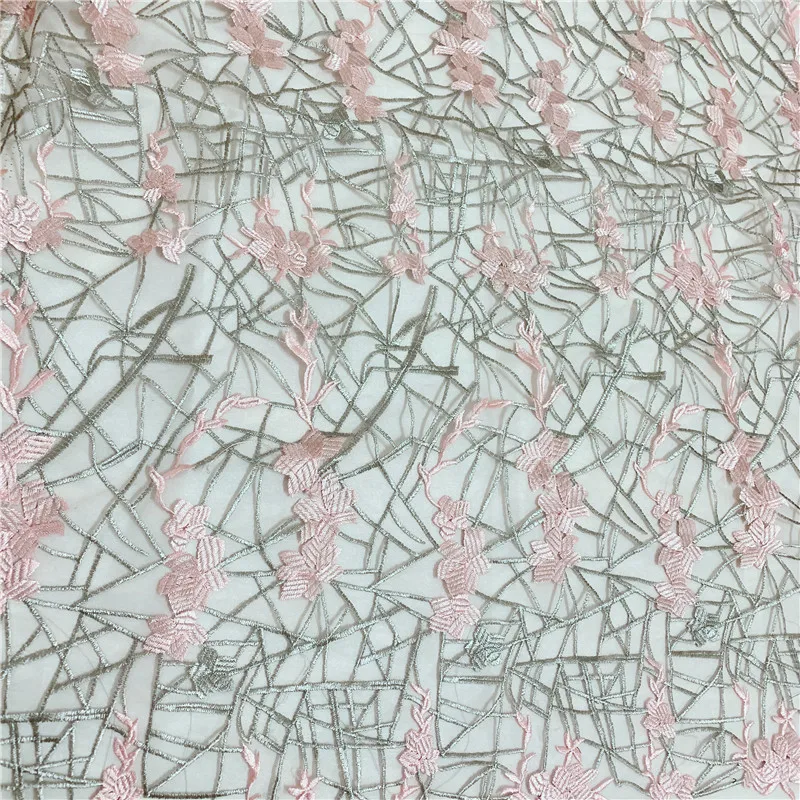 Платье из тюля с цветочной вышивкой розовая и серая кружевная ткань для платья 1