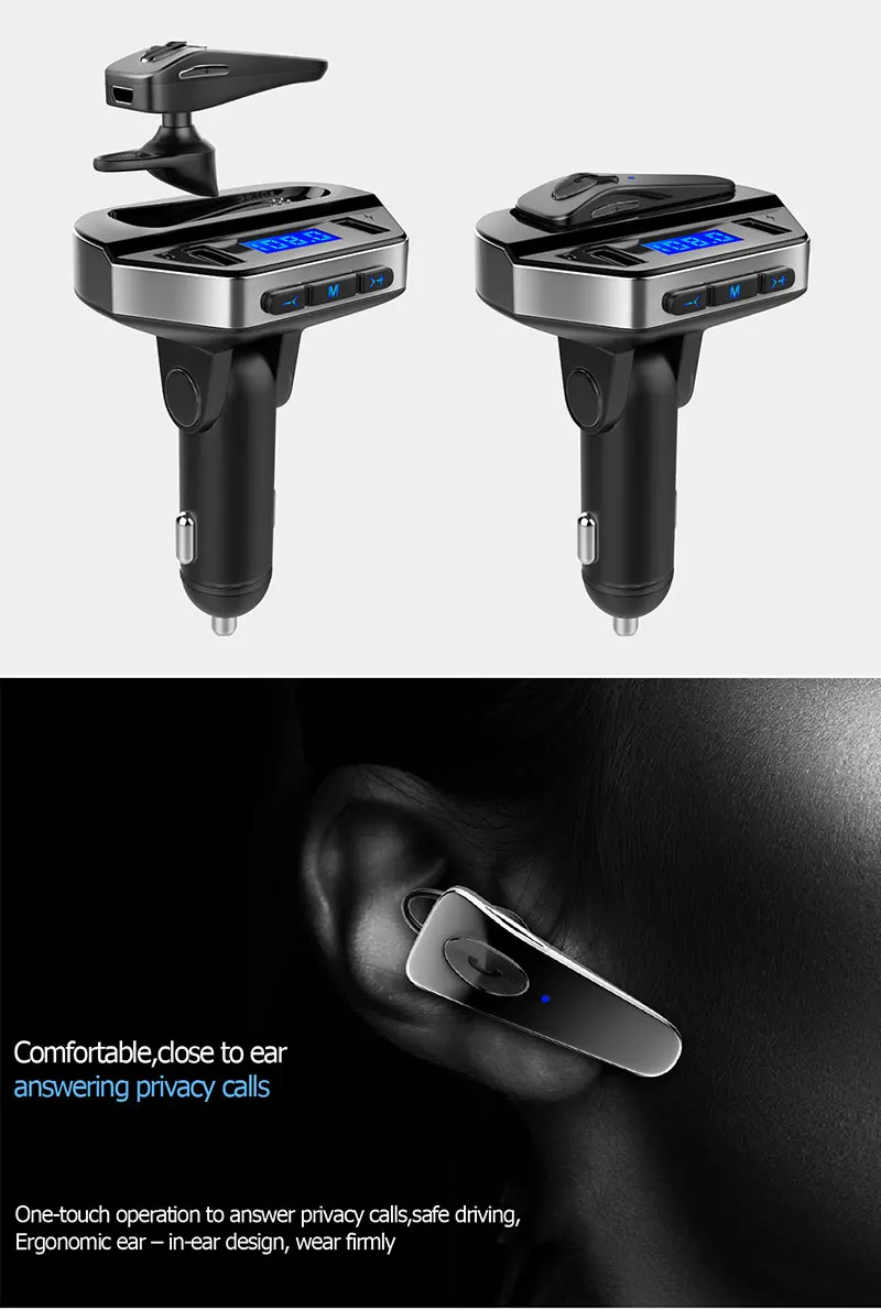 MP3 плеер FM передатчик 3.1A быстрое USB зарядное устройство Bluetooth стерео гарнитура автомобильный комплект U диск ЖК-дисплей