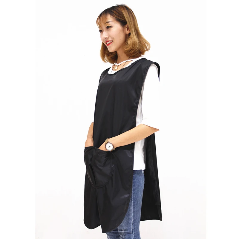 Новый женский Однотонный черный кухонный фартук для повара официанта кафе