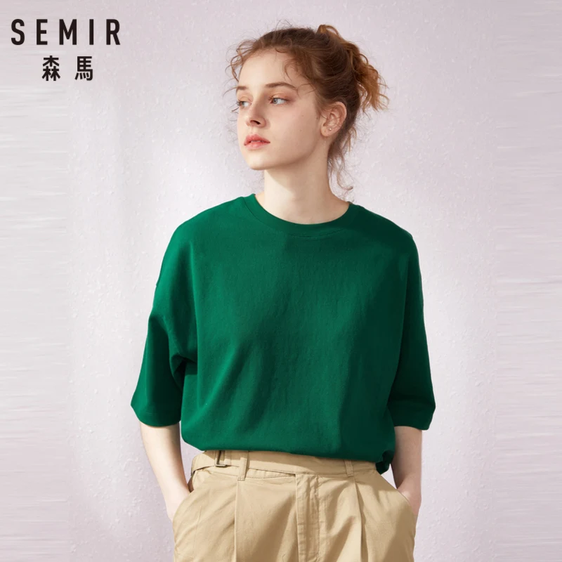 SEMIR Женская футболка из 100% хлопка с рукавом средней длины круглым вырезом принтом