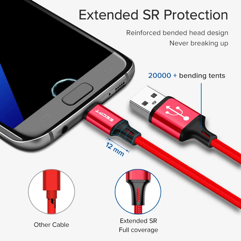 Кабель Micro USB EECPT провод для быстрой зарядки и передачи данных зарядный шнур Samsung S7