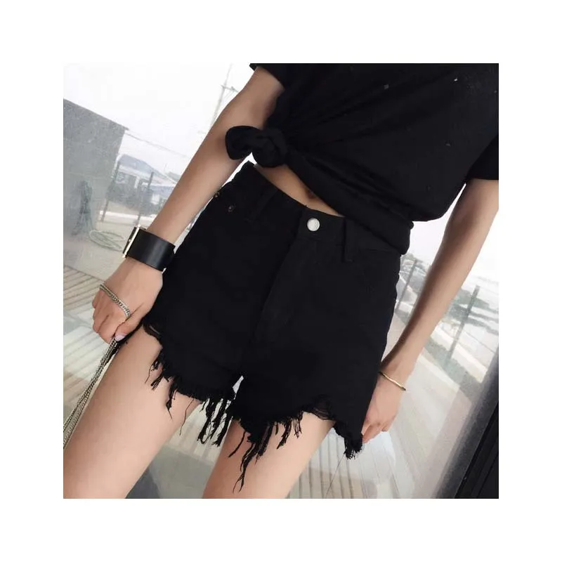 плюс Размеры Рваные бахрома джинсы Шорты женщины коротышка femme Штаны Мини