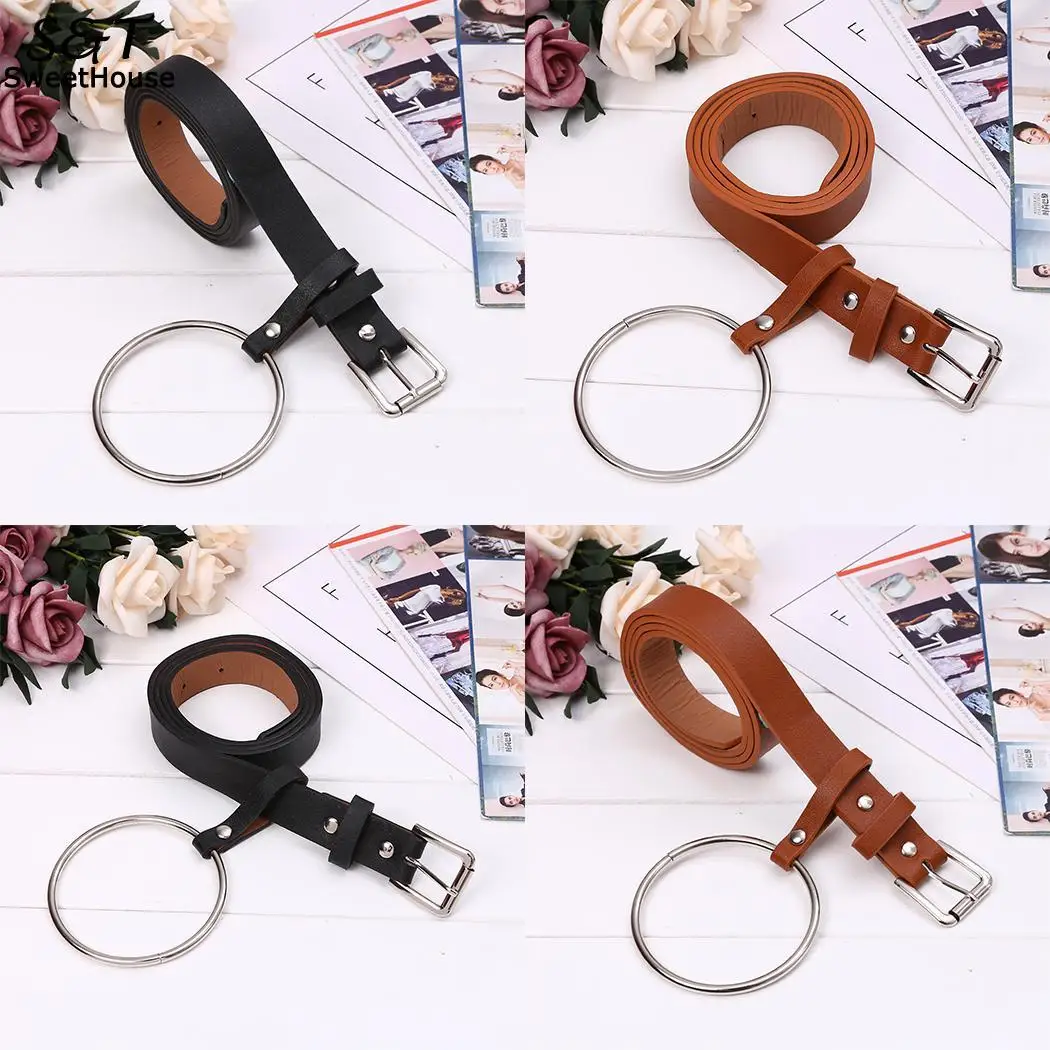 Украшение повседневные однотонные круглые ремни с пряжкой на талии для