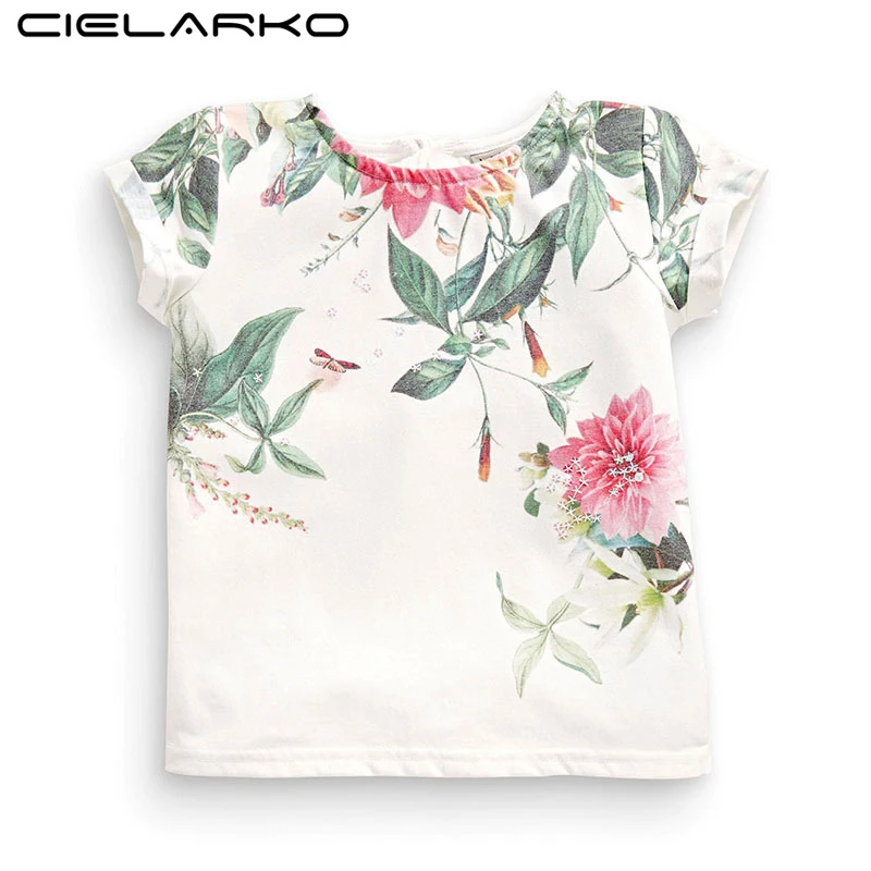 Cielarko/футболка с цветочным принтом для девочек базовая белая одежда детей модные