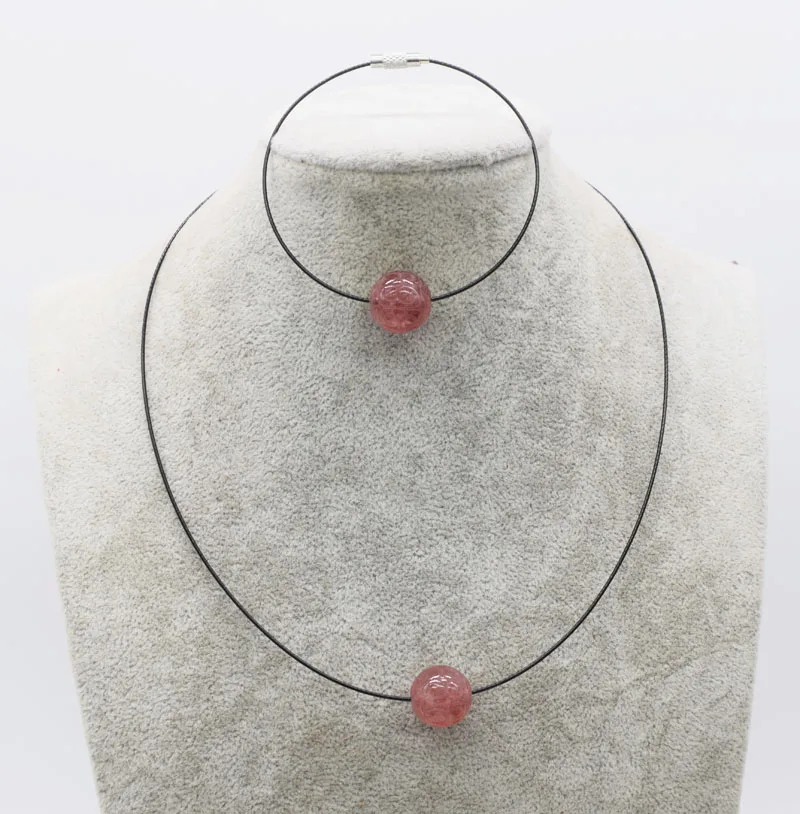 

one set red strawberry quartz roud carved 14mm necklace wholesale 18inch FPPJ nature beads gift