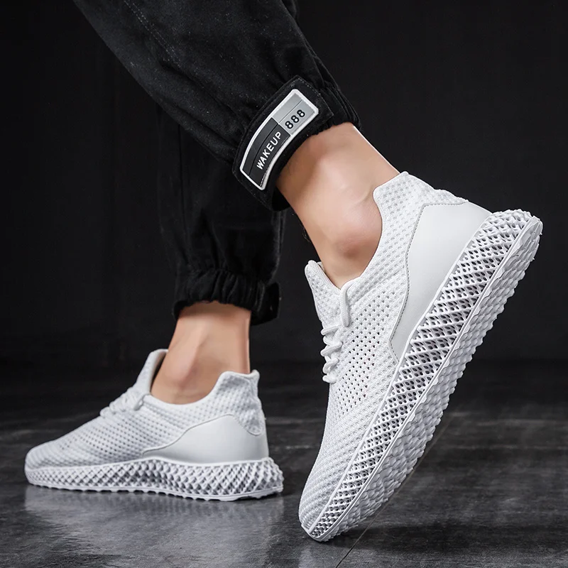 Мужская Беговая спортивная обувь Flyknit дышащие Нескользящие мягкие мужские комфортные кроссовки для активного отдыха Удобная прогулочная обувь