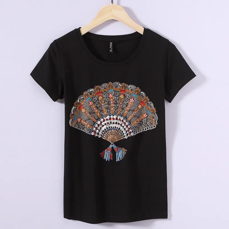 

Гайавате 2019 летний вентилятор бисер высокого класса личность тонкие футболки женские футболки с круглым вырезом и короткими рукавами TX027