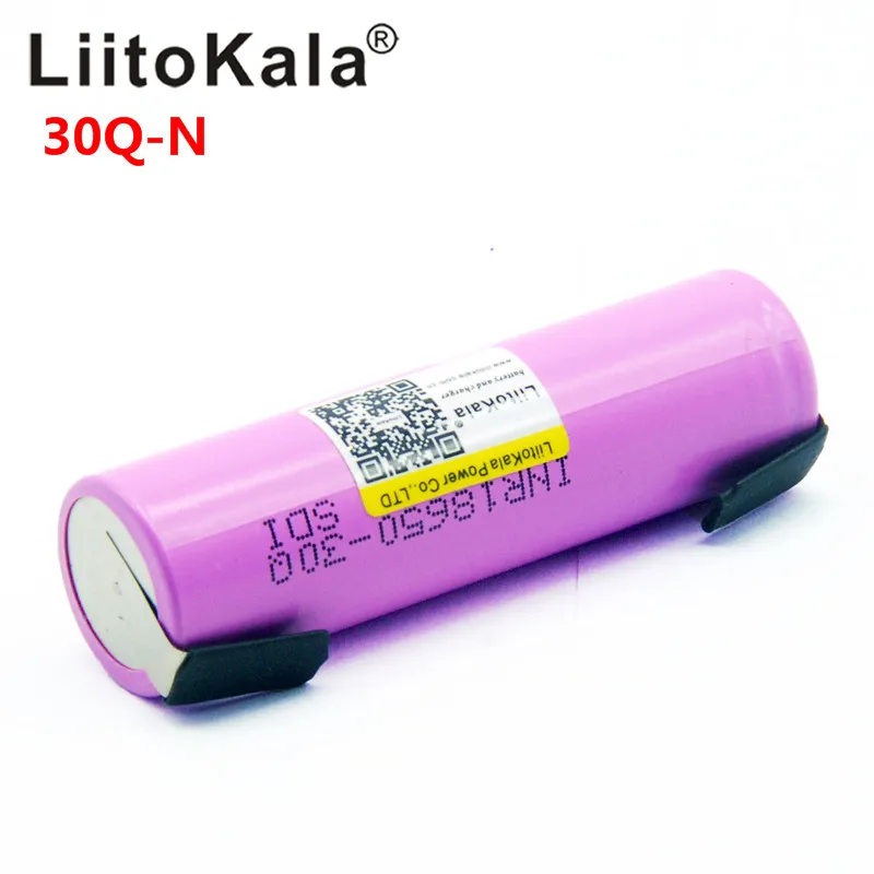Оригинальный аккумулятор Litokala 18650 3000 мАч INR18650 30Q N 20A литий ионный разряд