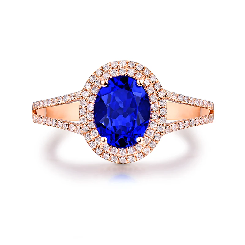 Женское кольцо LOVERJEWELRY из натурального танзанита очаровательное розового золота