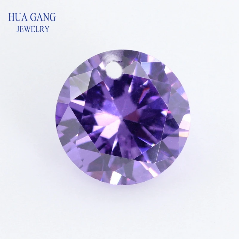 

Single Hole AAAAA Round Brilliant Purple Cubic Zirconia Stone For Jewelry Making 3-16mm High Quality