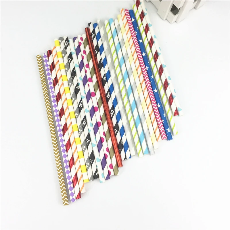 

Mixed Color Pack of 25pcs Party Paper Drinking Straw Wedding Baby Shower Anniversary Festive Birthday Party Table Supplies