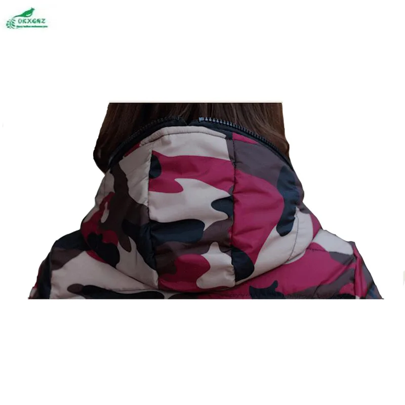 Новое зимнее камуфляжное хлопковое пальто с перьями женская короткая верхняя