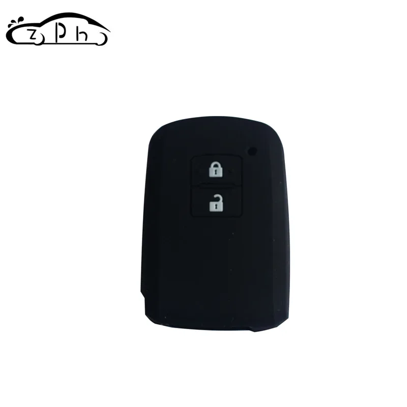Черный Для Toyota Auris Camry RAV4 Avalon Yaris Verso 2012- Corolla 2013 2 кнопки силиконовый чехол для автомобильного смарт-ключа чехол Fob Shell - Название цвета: Черный