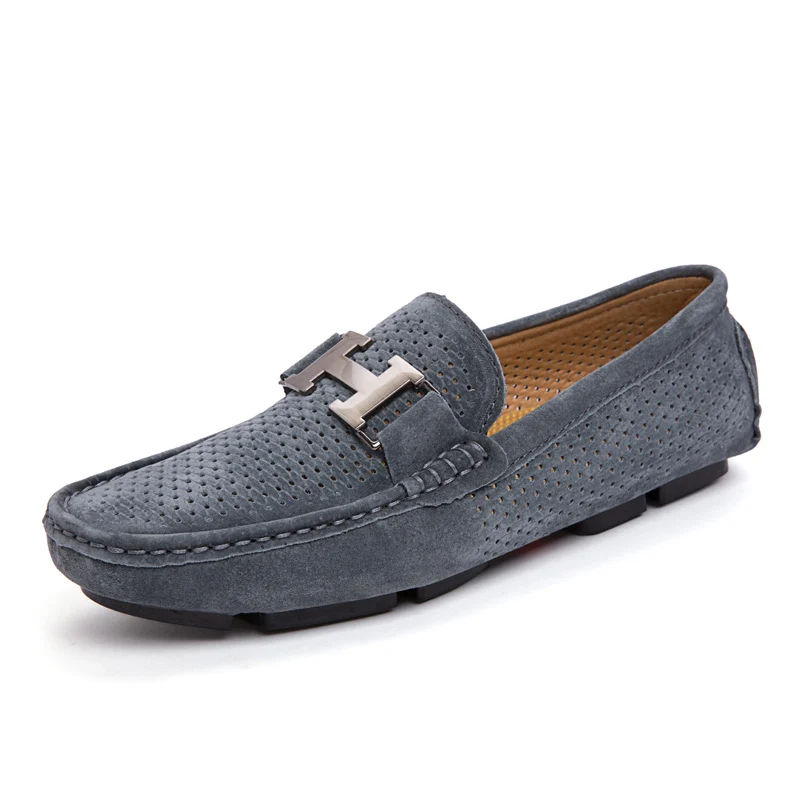 Mocassin homme de Lux; повседневные лоферы; Мужская обувь; дышащая обувь; модная мужская обувь; слипоны; мужские лоферы размера плюс 11; черный цвет - Цвет: WDE-802-Grey
