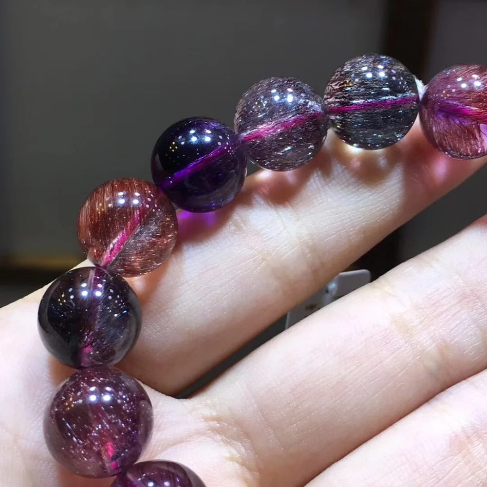 

Certificate 13mm Natural Super 7 Melody Bracelet Men Women Stone Love Gift Crystal Round Beads Stretch Bracelets Jewelry AAAAA