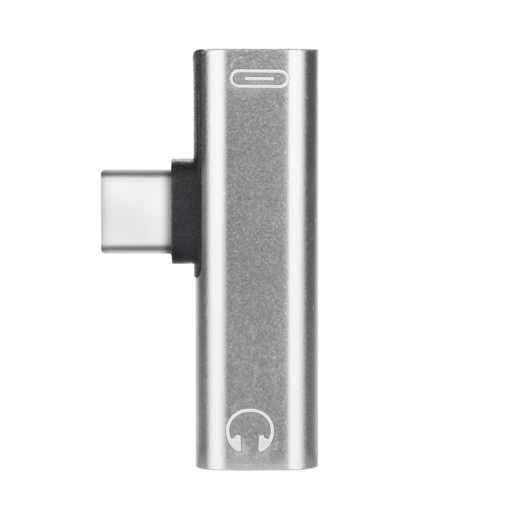 Серебристый Аудиоадаптер MNYCXEN 2 в 1 type-C до 3,5 мм кабель для наушников USB-C зарядная зарядка код для samsung Xiaomi huawei LG z70 - Цвет: Серебристый