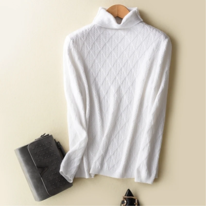 2018 Women Spring Autumn New Designer Fashion Cashmere Wool Sweaters and Pullovers Turtleneck Solid Casual Knitted Jumpers Top | Женская