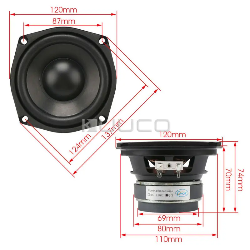 

4.5-inch 8 ohms Subwoofer Bass Speaker/Shocking Bass Loudspeaker 40W Woofer Speaker Double magnetic Speaker for DIY speakers