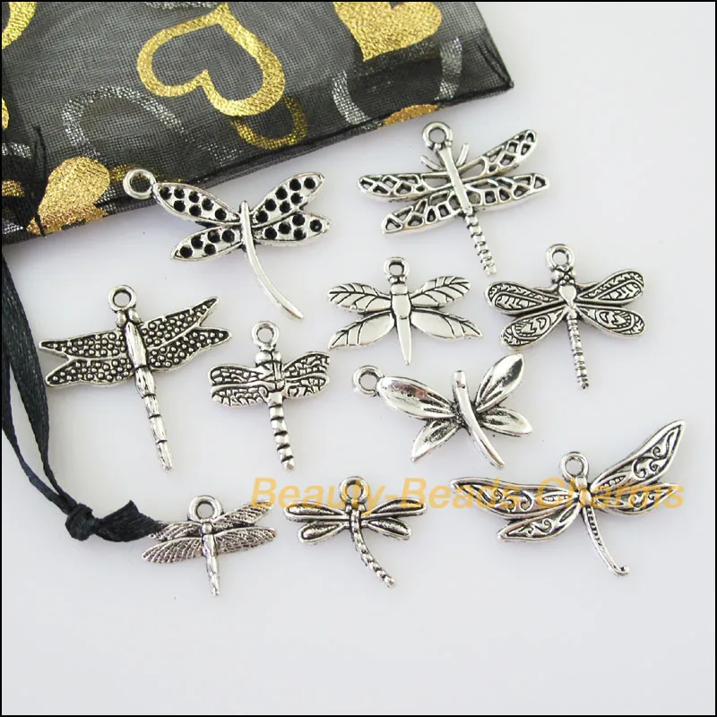10 шт тибетский серебряный тон DIY/животное Стрекоза Смешанные Подвески