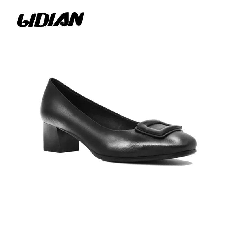 LIDIAN/Женская обувь из натуральной кожи офисные туфли лодочки с круглым носком