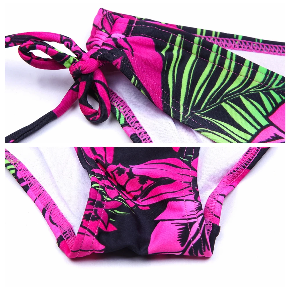 

Nylon Lycra Fabric Plus Size Bikini Set Fully Lined Most Popular Floral Bikini Women Swimwear Adjustable Neck - tie Swimsuit