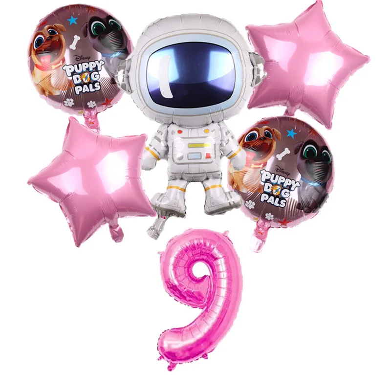 pink 9 6 шт. космический корабль Звездные войны воздушные шары набор BB-8 робот фольги воздушный шар щенок собаки Pals детский 32 дюймов номер День рождения украшения - Цвет: pink 9