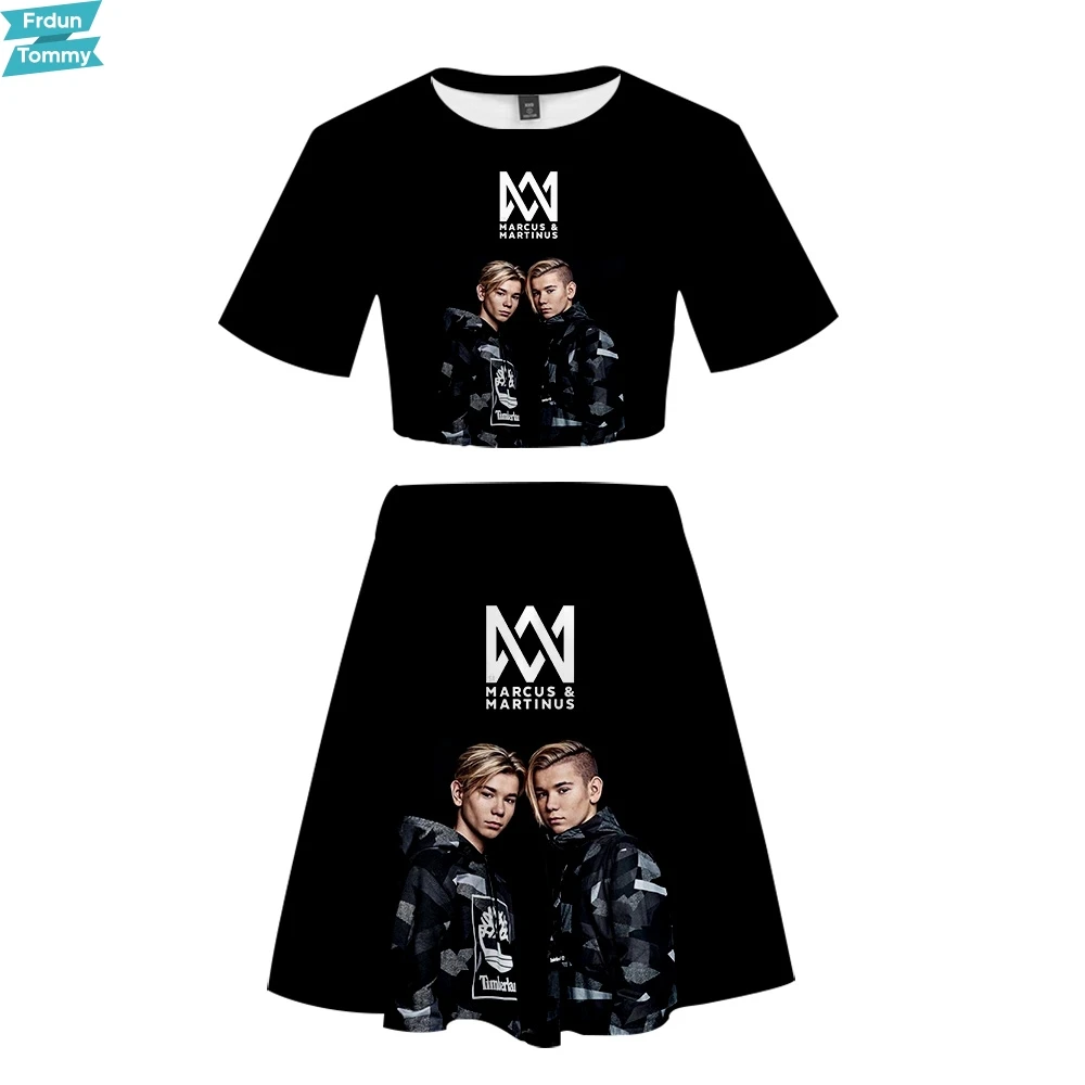

MARCUS&MARTINUS 3D Printed Women Two Piece Sets Fashion Summer Short Sleeve Crop Tops+Skirts Hot Sale Casual Streetwear Clothes