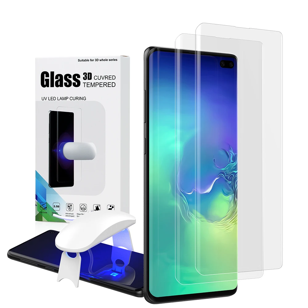 

Uv Glass for Galaxy S10 Plus Screen Protector Tempered Glass For S10Plus Curved Cover Film Mobile Phone Accessories