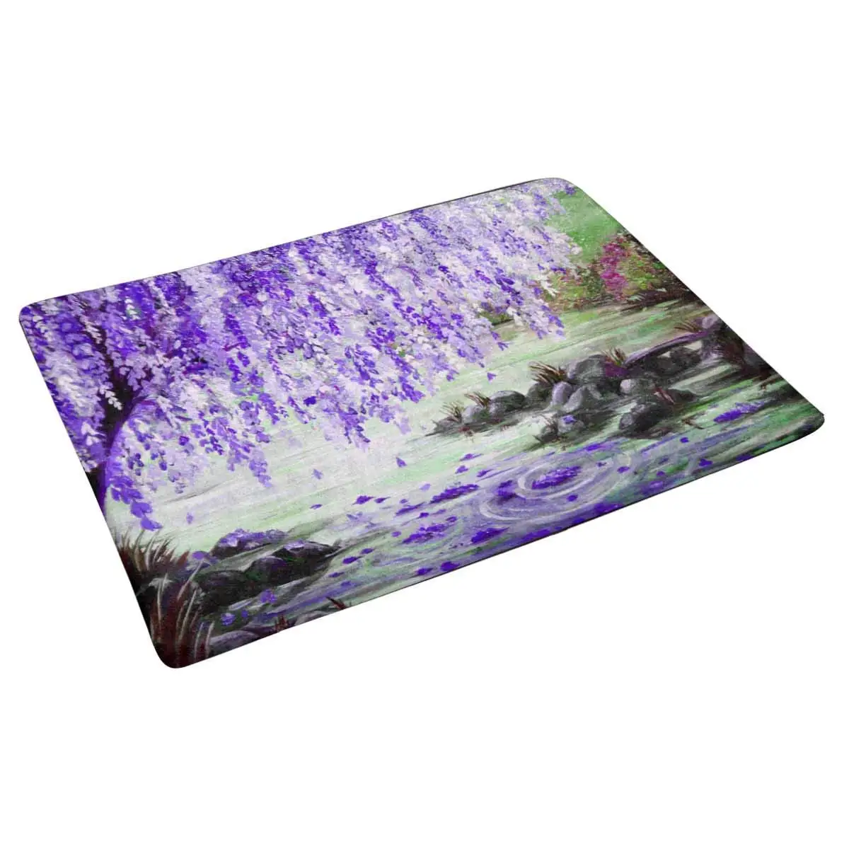 Цветущее дерево на берегу реки Внутренний дверной коврик нескользящий для