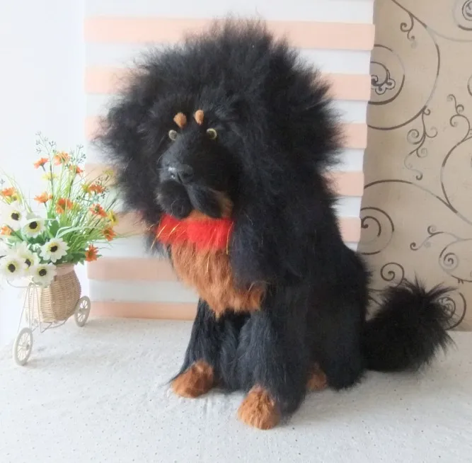 Большая имитация тибетская собака мастифф полиэтилен и мех черная модель