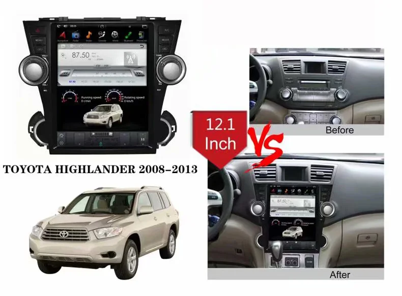 

android 12,1 9,0 TOYOTA HIGHLANDER 2008-2013 gps- Wi-Fi