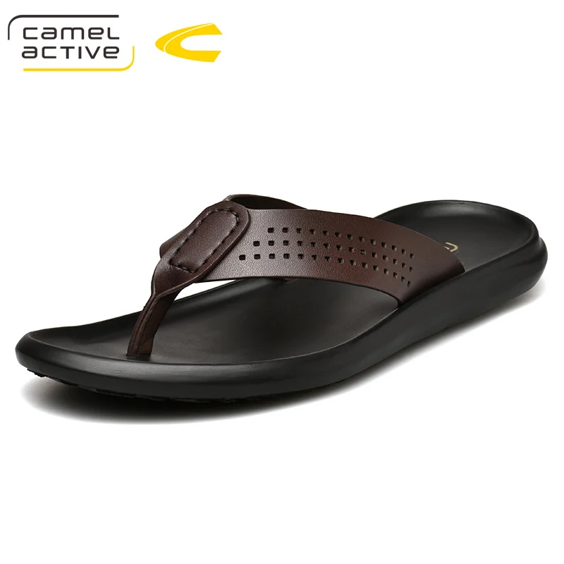 Мужские шлепанцы из натуральной кожи Camel Active модная удобная Пляжная обувь для