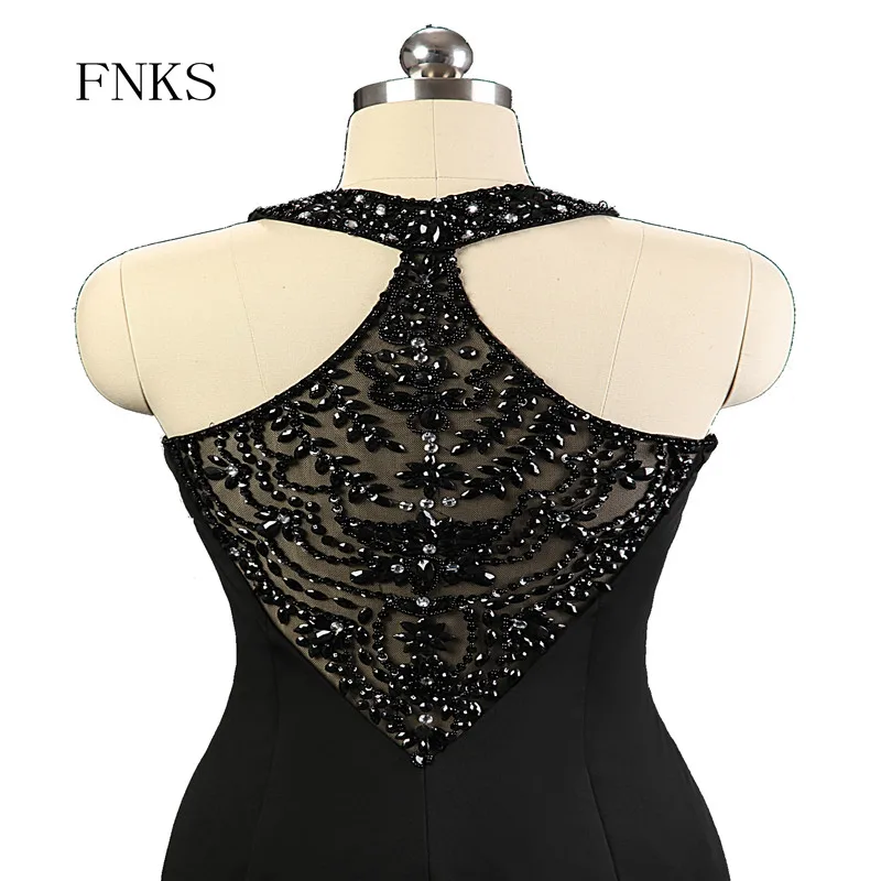 Черный Холтер с плеча для матери невесты платья Бисероплетение блестками платье