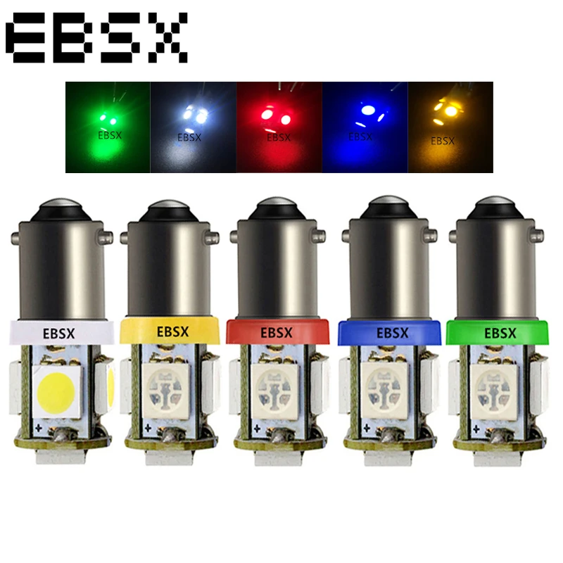 EBSX 100 шт. Автомобильный светодиодный светильник BA9S 5050 5 SMD DC 12V для чтения обратный