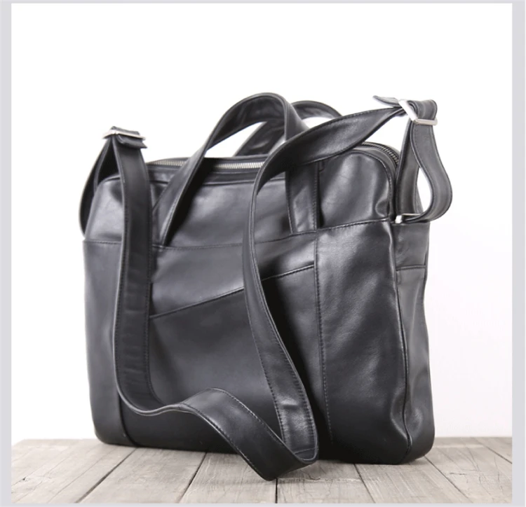 Мужской портфель, Сумки из натуральной кожи на молнии, мужская деловая сумка для ноутбука 14 дюймов, сумка через плечо, портфель