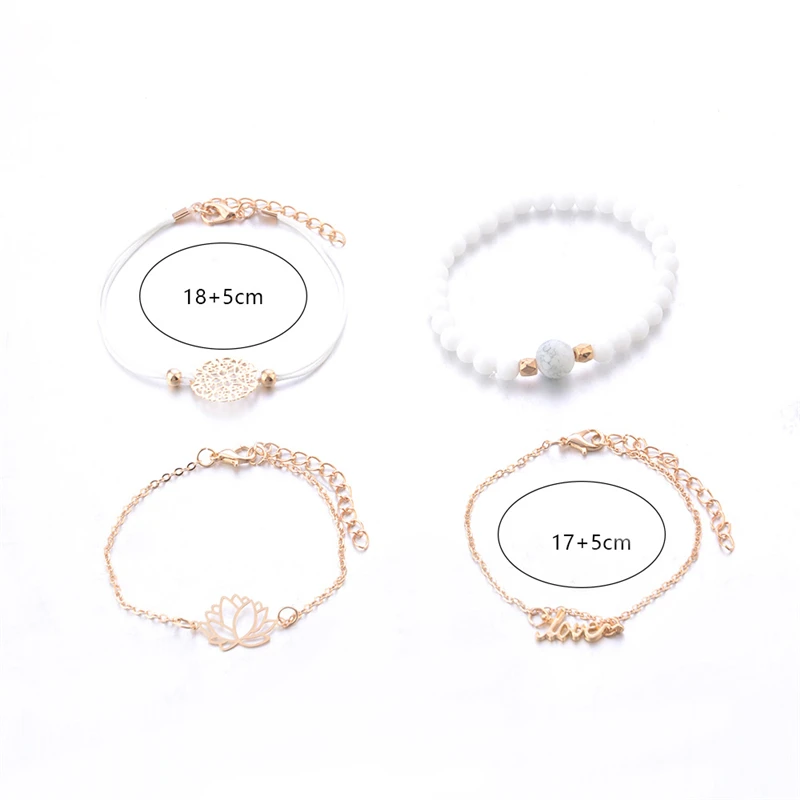 Простой летний модный бохемский браслет в ретро стиле с мраморными бусинами и лепестками, регулируемый, новый набор украшений для женщин.