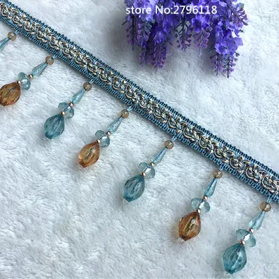 

10 meters / wholesale 9CM long curtain lace tassel edge acrylic crystal pendant curtains DIY accessories curtain fabric